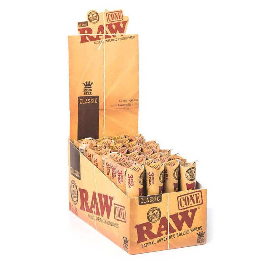 RAW slim cones (32packs/display) 3stk per pack