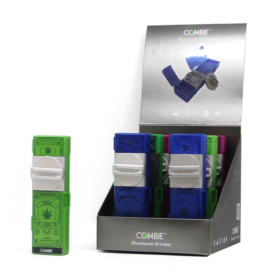 Combie All-In-One Aluminium Pocket Grinder - Weed leaf seal 2 (6stk/display)