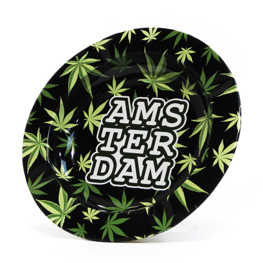 Amsterdam Green Weed Leaves Metall Aschenbecher