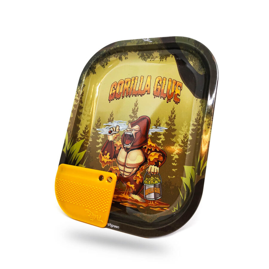 Best Buds Gorilla Glue Kleines Metall Rolling Tray mit magnetischer Grinder-Karte