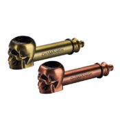 Champ High Metall-Totenkopf Pfeife Gold + Bronze (12Stk/Display)