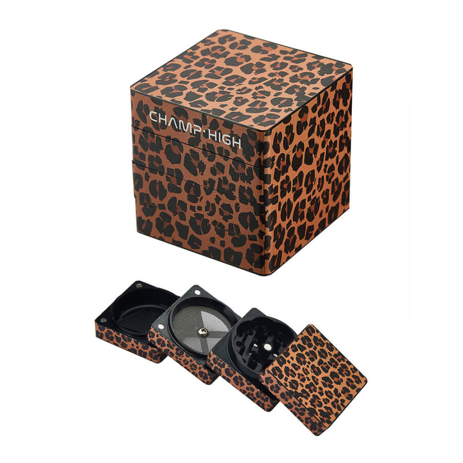 Champ High Leopard Square Metall-Grinder 50mm - 4 Teile