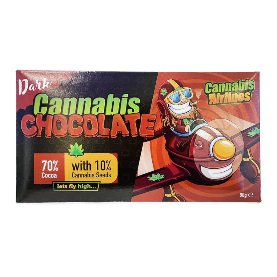 Cannabis Airlines Zartbitterschokolade mit Cannabissamen (20x80g)