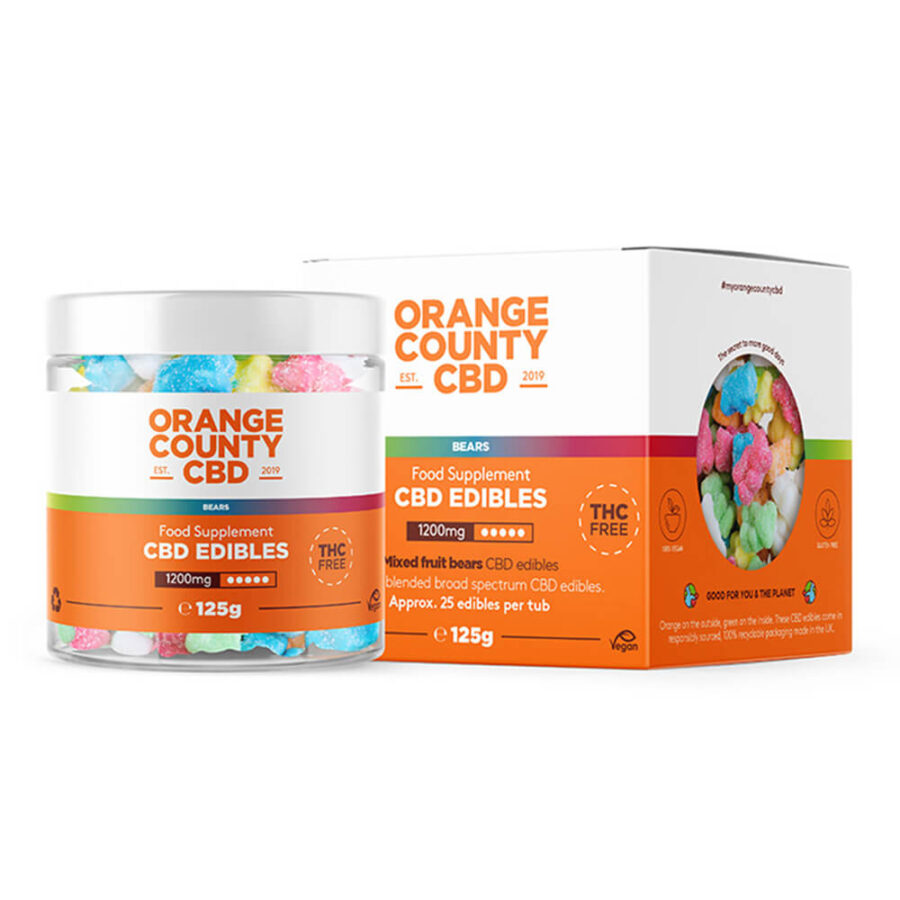 Orange County CBD Kleine Flasche Gummis Bären 1200mg CBD 125g