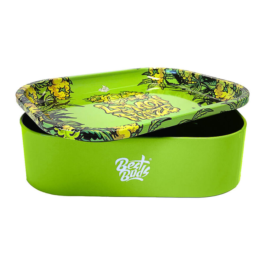 Best Buds Thin Box Rolling Tray mit Lagerung Lemon Haze