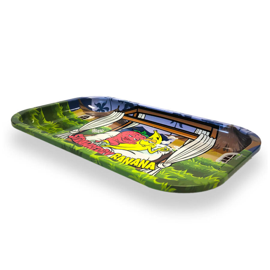 Best Buds Strawberry Banana Metall Rolling Tray Long 16x27 cm