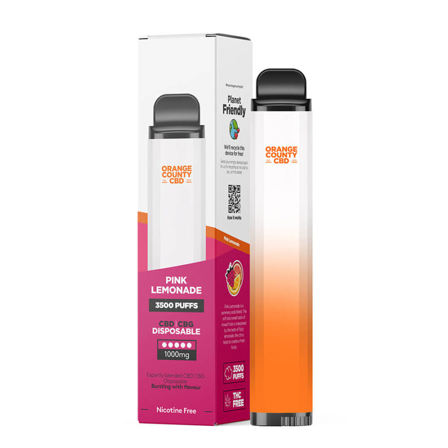 Orange County CBD Einweg Vape Pen Pink Lemonade 600mg CBD + 400mg CBG - 3500 Puffs (10skt/display)