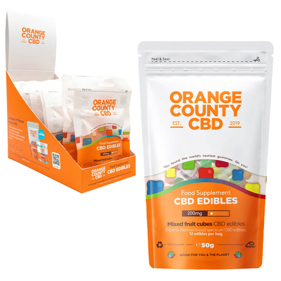 Orange County CBD Tüten Würfel 200mg CBD 50g (10stk/Display)