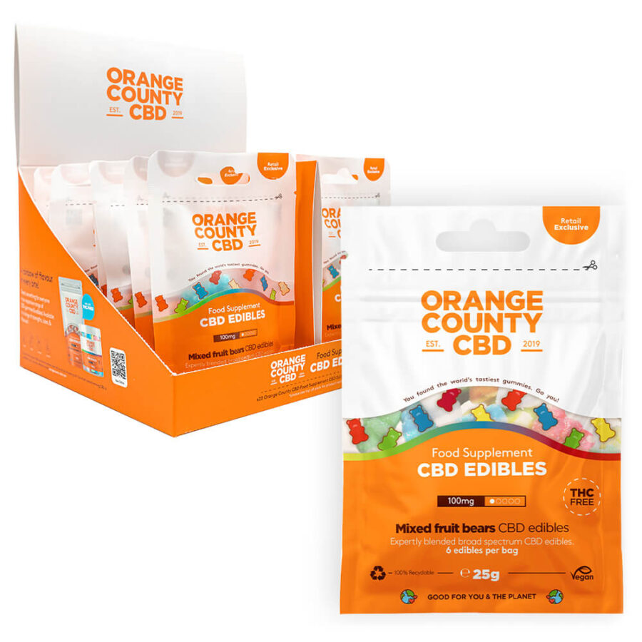 Orange County CBD Mini-Tüte Bären 100mg CBD 25g (20stk/display)