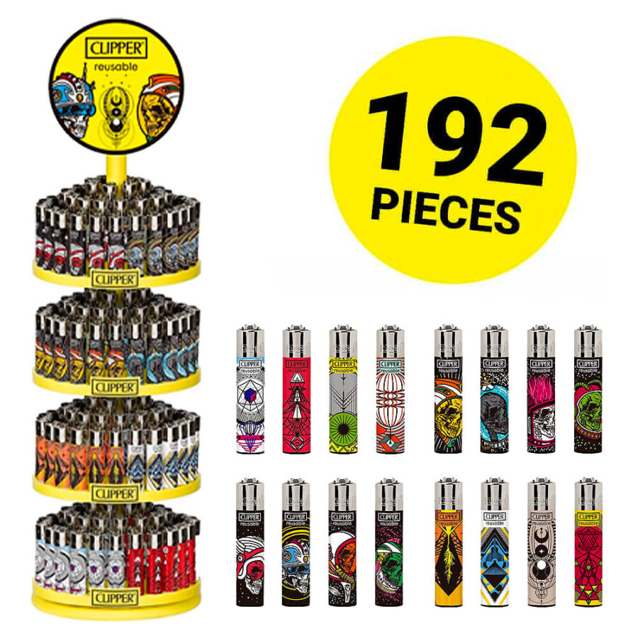 Clipper Feuerzeuge Astro Skulls + Free Carousel (192stk/display)