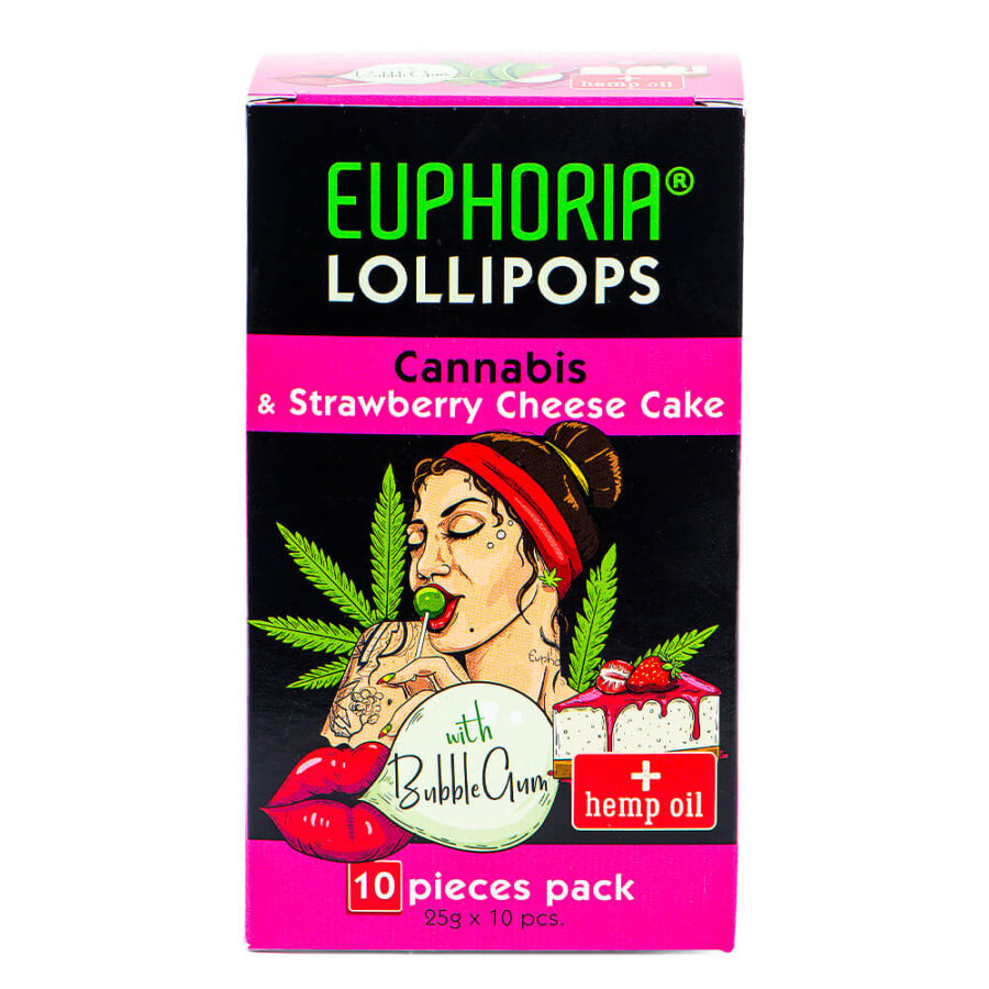 Euphoria Cannabis Lollipops Erdbeer-Käsekuchen (12er Packs/Masterbox)