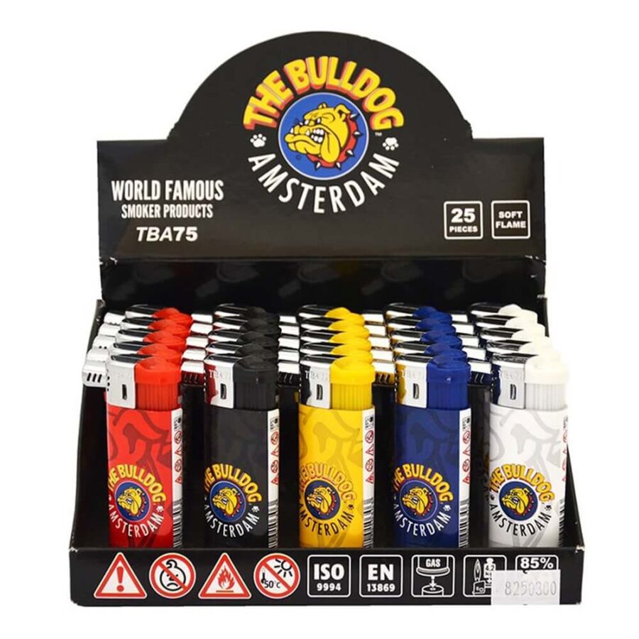 The Bulldog Winddichte Feuerzeuge mit weicher Flamme (25 Stk./Display)