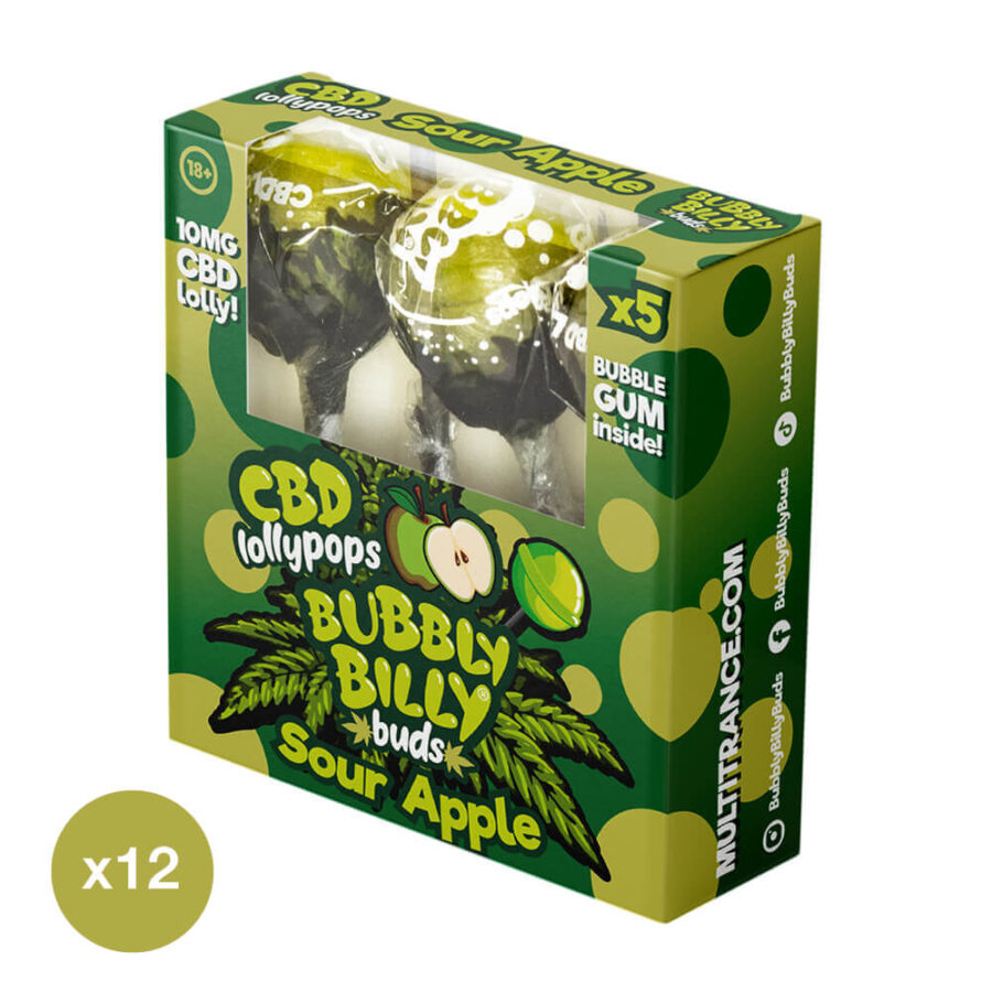 Bubbly Billy Buds CBD Lutscher Saure Himbeere 5 Stück pro Packung (12stk/display)