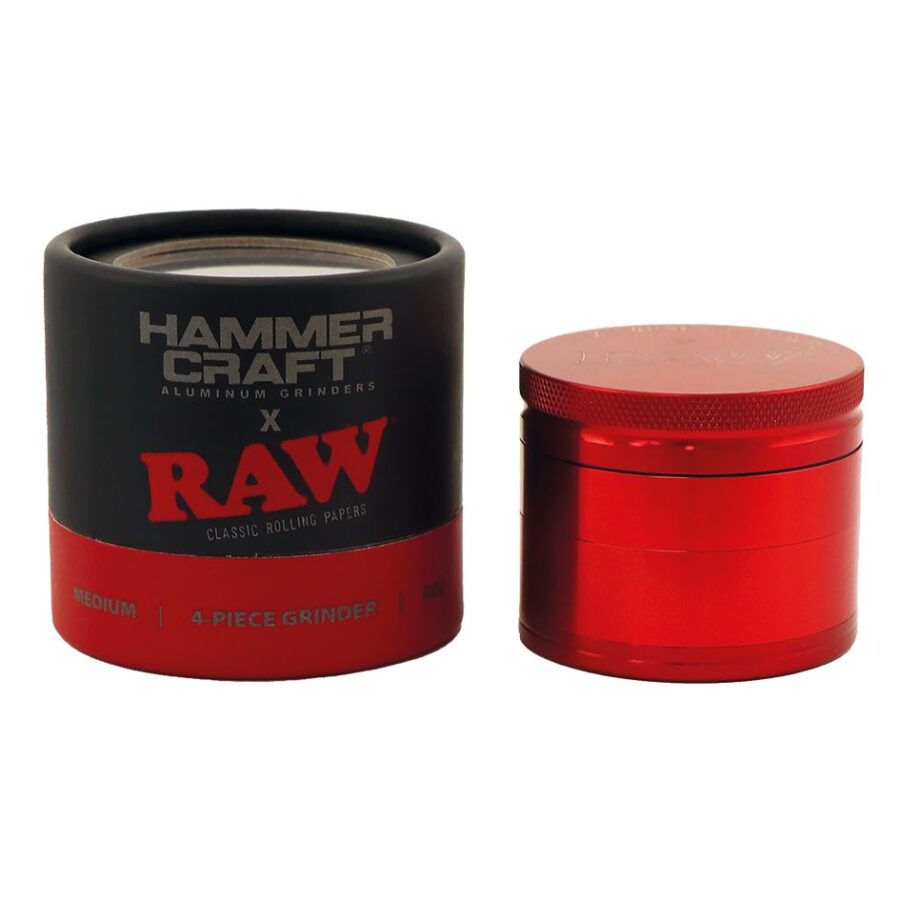 RAW Hammer Craft Aluminium Grinder Medium Rot 4-teilig - 55mm