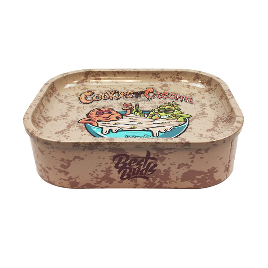 Best Buds Dünne Box Rolling Tray mit Storage Cookies & Cream