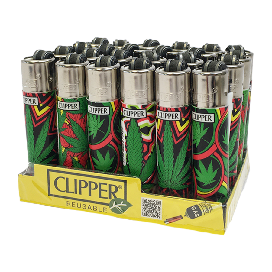 Clipper Mini Feuerzeug Green Leaves (24Stk/Display)