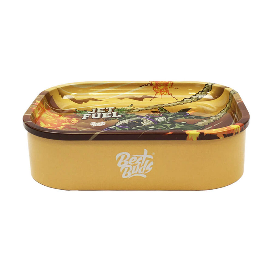 Best Buds Dünne Metall Box Rolling Tray mit Storage Jet Fuel