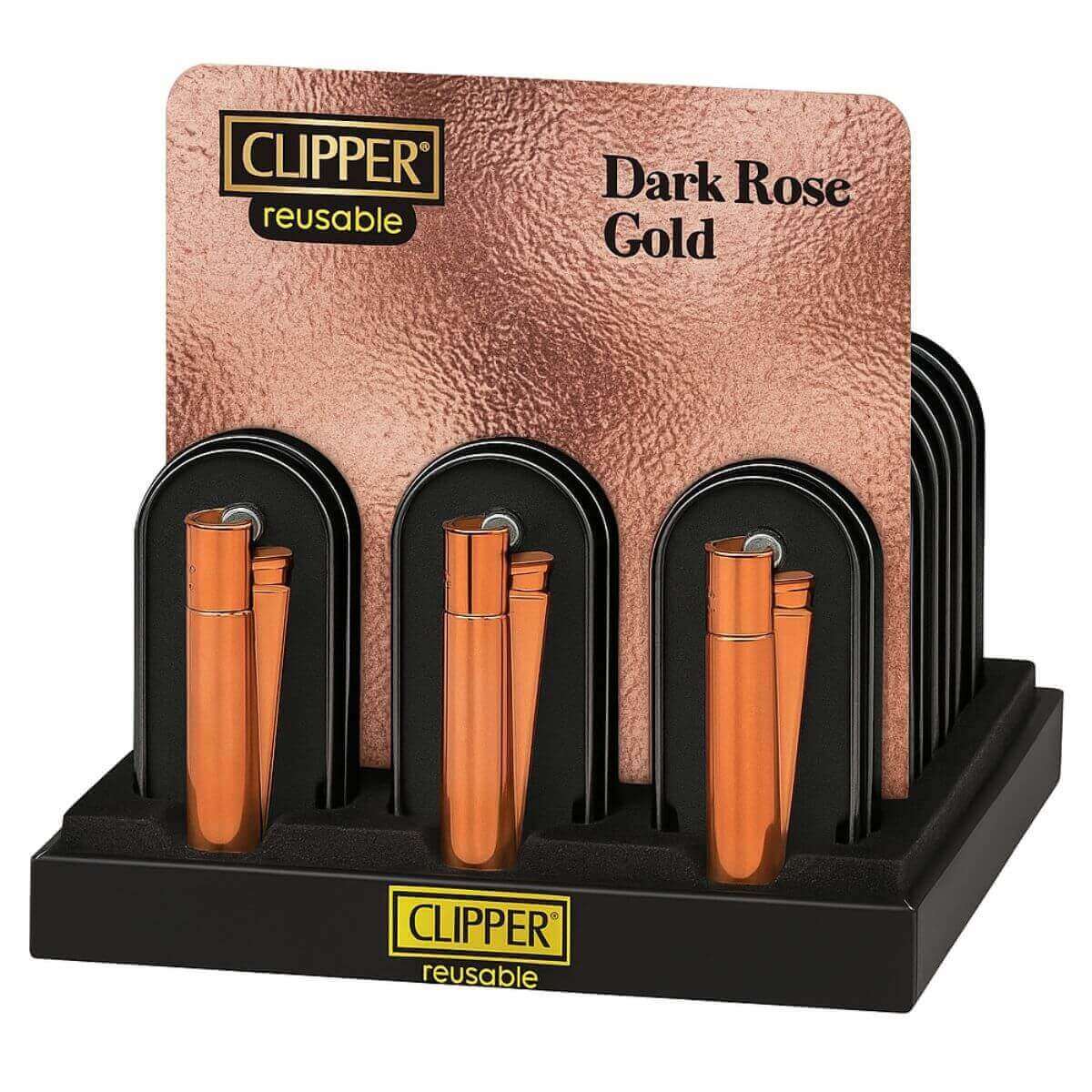 Clipper-dark-Rose-Gold-metal-lighters-and-giftbox Clipper Dark Rose Gold Metal Lighters and
