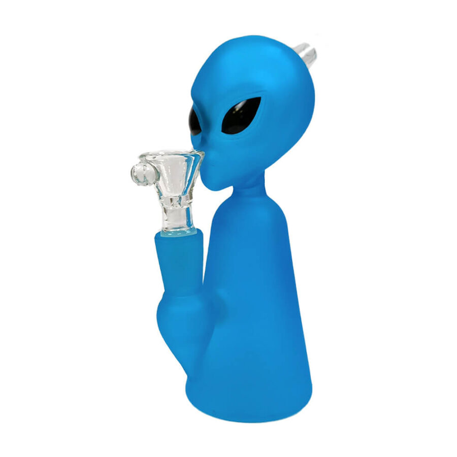 Alien Figur Bong Blau Dickes Glas 17cm