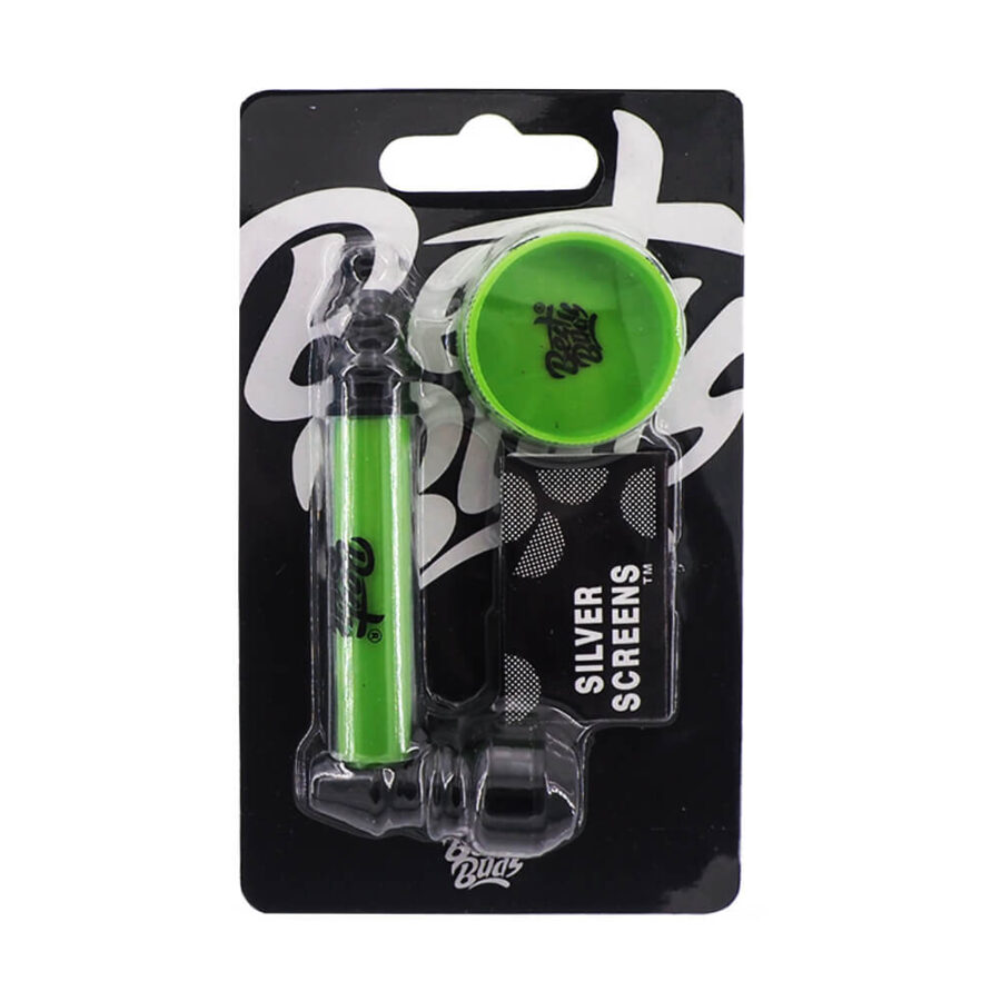 Best Buds Pipsy Kunststoff-Metall Pfeife mit Mini Grinder verschiedene Farben (12Stk/Display)