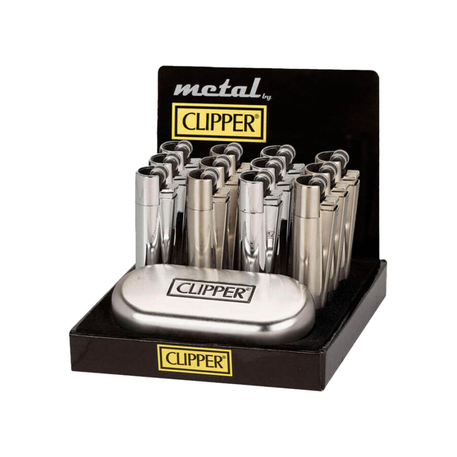 Clipper Silber Metall-Feuerzeug und Geschenkbox (12Stk/Display)