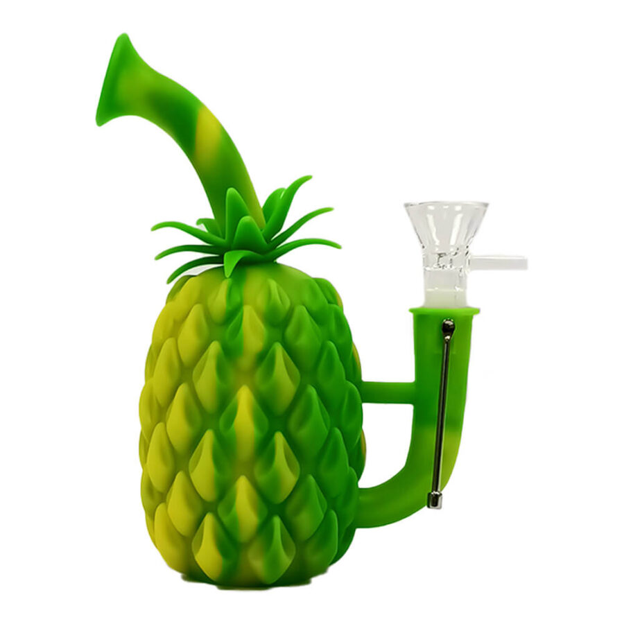 Pineapple Silikon Bong mehrteilig mit Metall-Tool 18cm