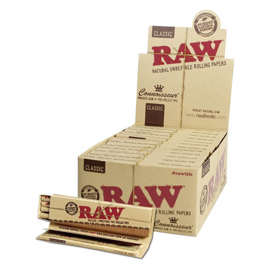 RAW Feinschmecker Kingsize Papers mit vorgerollten Tips (24stk/display)