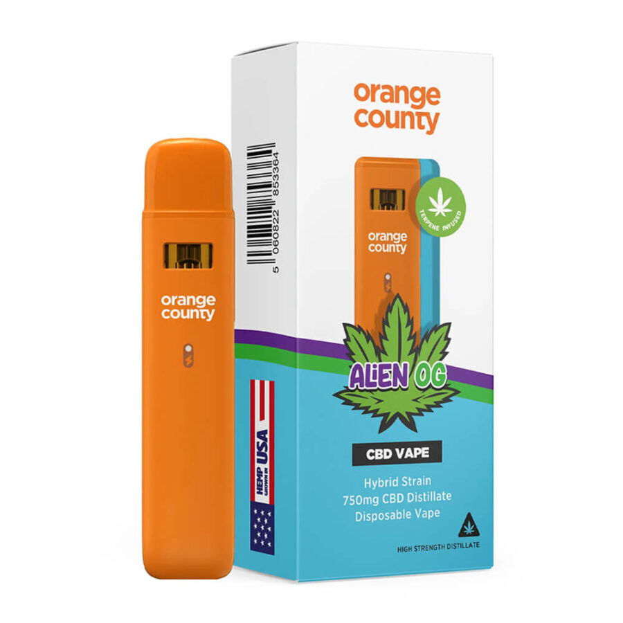 Orange County CBD Cali Einweg Vape 750mg CBD Alien OG (10stk/display)