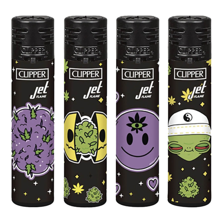 Clipper Jet Flame Feuerzeuge Galactic Weed (24stk/display)