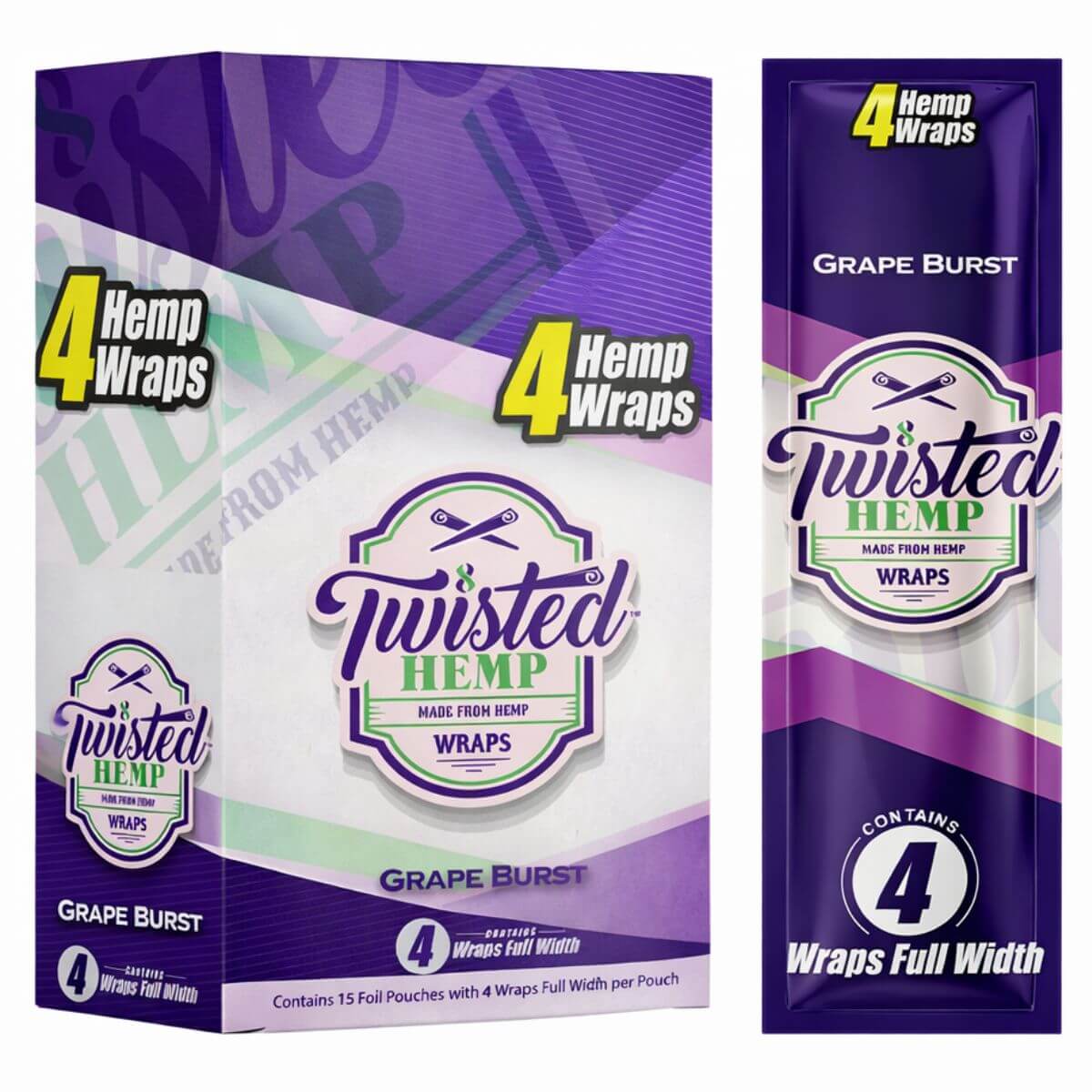 Twisted Hemp Wraps Grape Burst (15er-Display) Twisted Hemp Wraps Grape Burst 15pcsdisplay