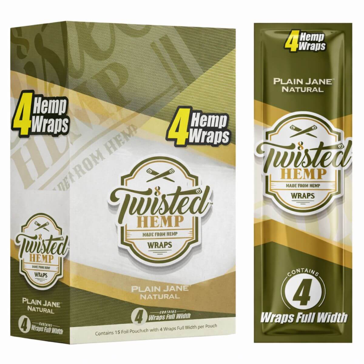 Twisted Hemp Wraps Plain Jane (Display mit 15 Stück) Twisted Hemp Wraps Plain Jane 15pcsdisplay