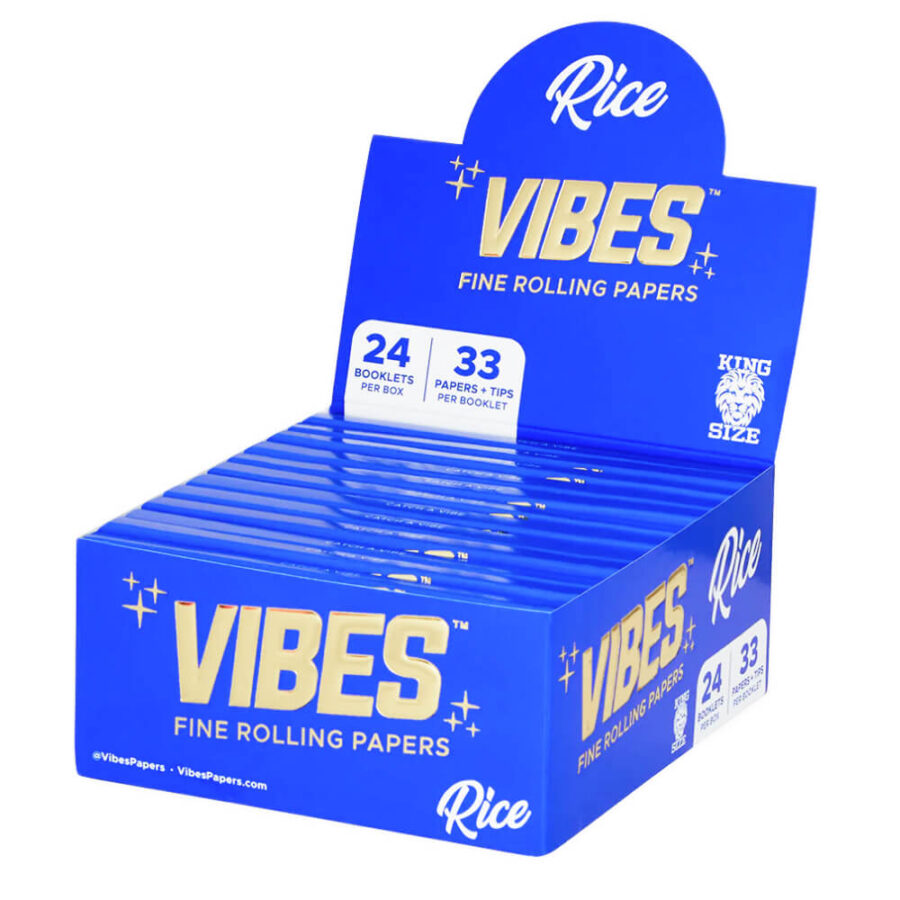 VIBES Rolling Papers King Size Slim mit Tips Rice (24stk/display)