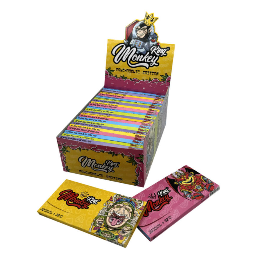 Monkey King Monkey Pack Slim Psychodelic Edition Rolling Paper (24stk/display)