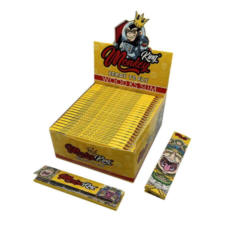 Monkey King Psychodelic Wood KS Slim Rolling Paper Unbleached (50stk/display)