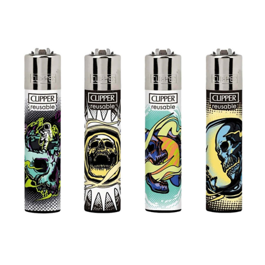 Clipper Lighters Classic Astro Skulls (24stk/display)