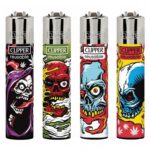 Clipper Lighters Classic Weed Skulls (24 stk/display) Clipper Lighters Classic Weed Skulls