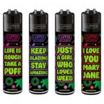 Clipper Lighters Classic Weed Statements #8 (48 stk/display) Clipper Lighters Classic Weed Statements 8