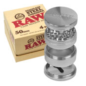 RAW Edelstahl Grinder 50-60mm 4-teilig mit Geschenkbox 1 wholesale raw metal grinder stainless steel