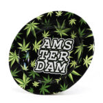 Amsterdam Green Weed Leaves Metall Aschenbecher wholesale metal ashtray amsterdam weed