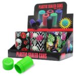 Versiegelte Plastikdosen Totenkopf Blumen (6 Stk/Display) wholesale plastic sealed cans skulls flowers