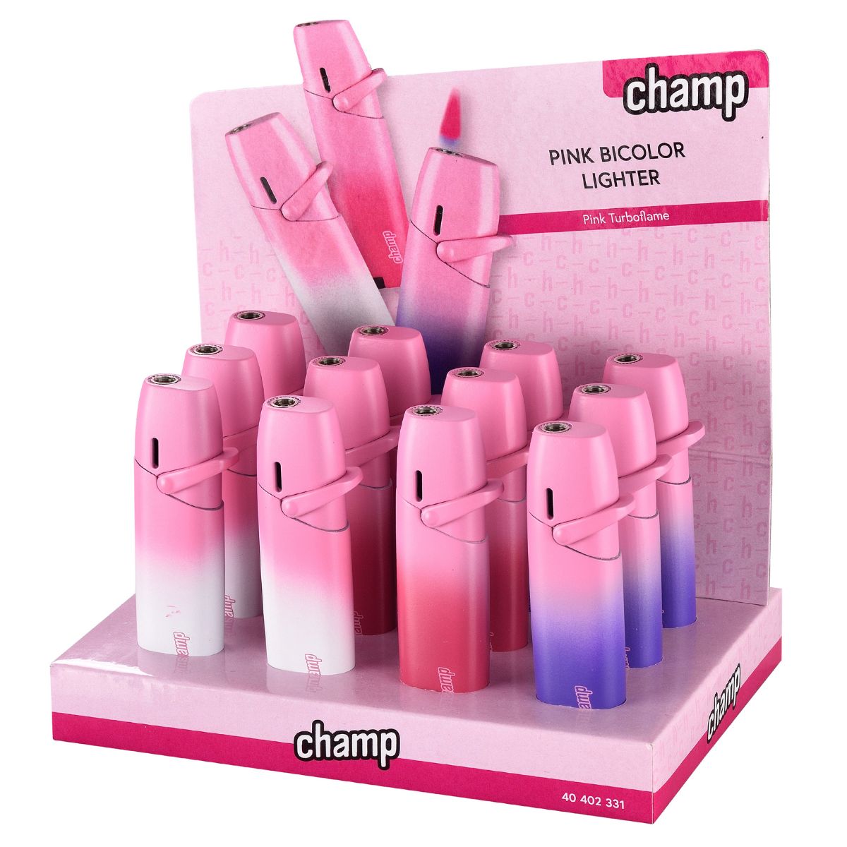 Champ High Pink Bicolar Turboflame Feuerzeug (12 Stk./Display) Champ High Pink Bicolar Turboflame Feuerzeug (12 Stk./Display)