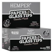 Hemper King Size Rolling Classic White Paper Booklet + Glas-Tips (20 Stk./Display) 6 mm
