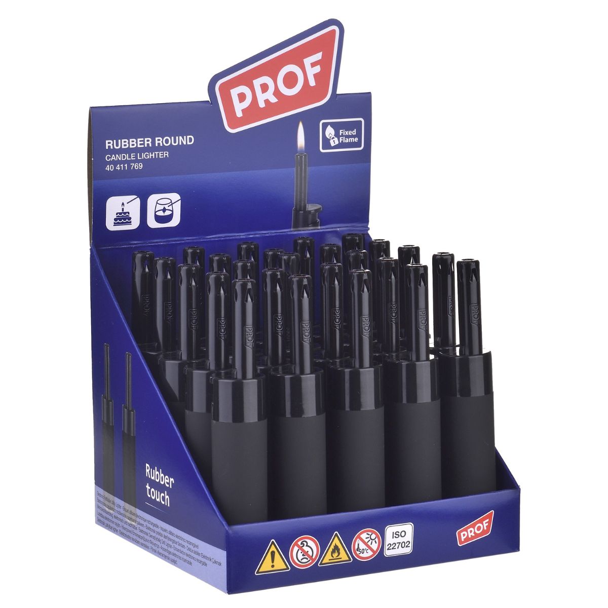 Prof FF Black Rubber Rundes Stabfeuerzeug (25 Stk./Display) Prof FF Black Rubber Rundes Stabfeuerzeug (25 Stk./Display)
