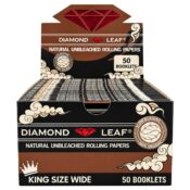 Diamond Leaf Brown Unbleached King Size Wide Rolling Papers (50 Stk./Display)