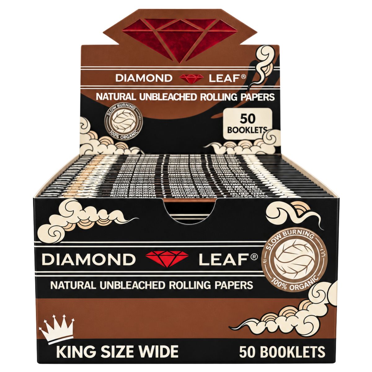 Diamond Leaf Brown Unbleached King Size Wide Rolling Papers (50 Stk./Display) Diamond Leaf Brown Unbleached King Size Wide Rolling Papers (50 Stk./Display)