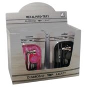 Diamond Leaf Metal Pipe + Rolling Tray (12 Stück/Display)