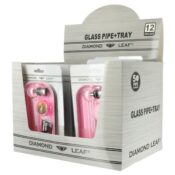 Diamond Leaf Multicolor Glas-Pfeife + Rolling Tray (12 Stück/Display)