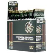 Hemper Pre-Rolled King Size Herbal Rolls + Glastip 2er-Pack (12 Stk./Display) Natural
