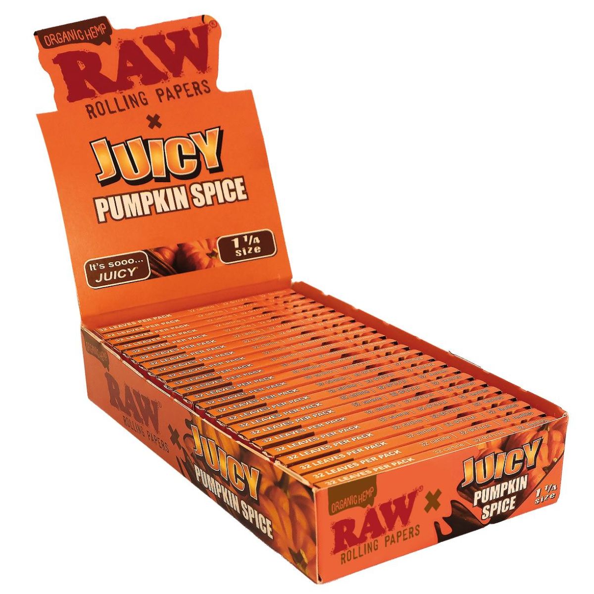 RAW X Juicy Pumplin Spice 1 1/4 Size Rolling Papers (24 Stk./Display) RAW X Juicy Pumplin Spice 1 1/4 Size Rolling Papers (24 Stk./Display)