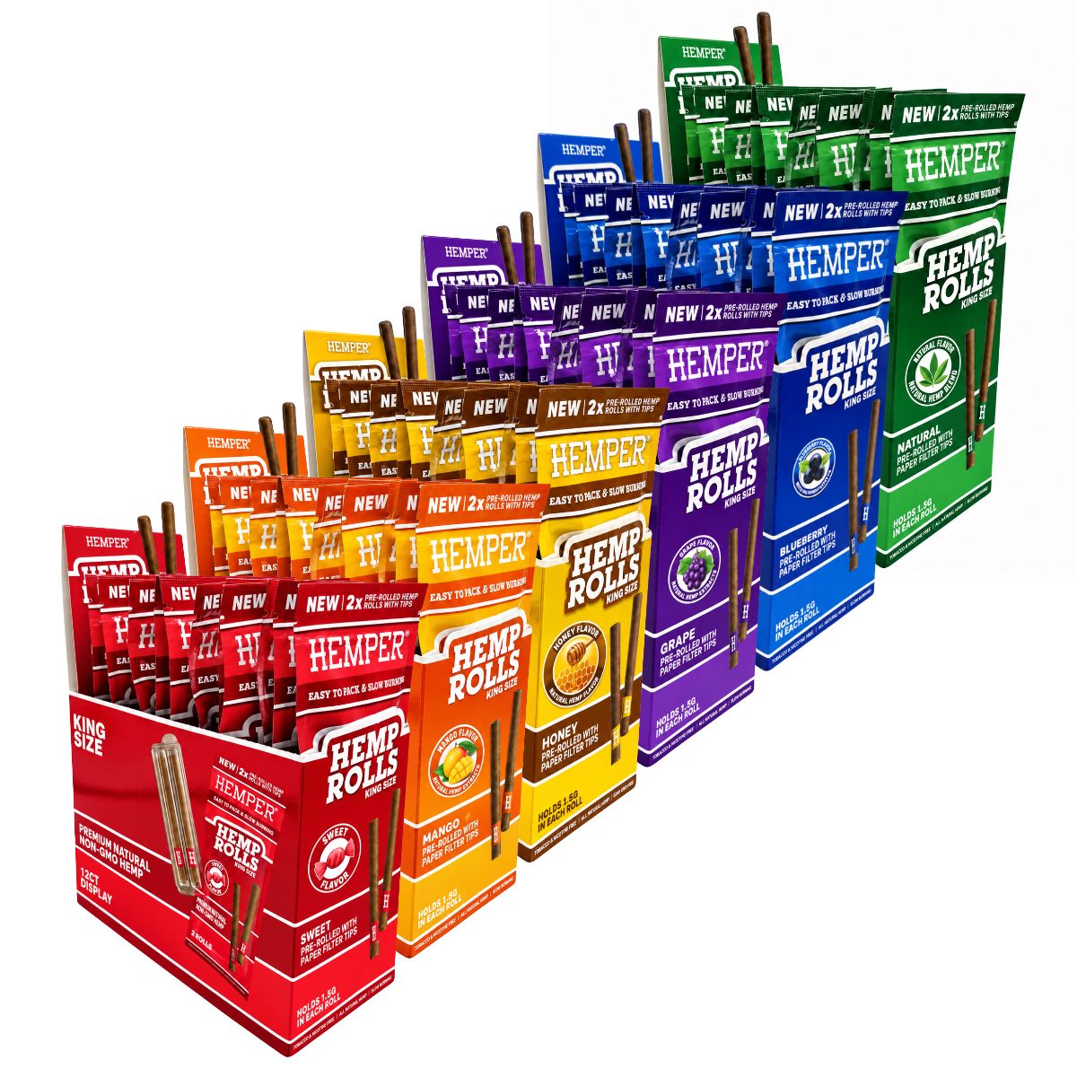 Hemper Pre-Rolled King Size Hanf-Rolls + Papier-Tip 2er-Pack (12 Stk./Display) Hemper Pre-Rolled King Size Hanf-Rolls + Papier-Tip 2er-Pack (12 Stk./Display)